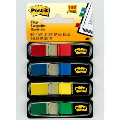 Picture of Post-it Flags .47 in. x 1.7 in., 4 Dispensers, 35 Flags/Dispenser, Assorted Colors, Back to School Supplies for Students, Flags for Textbooks and Notebooks