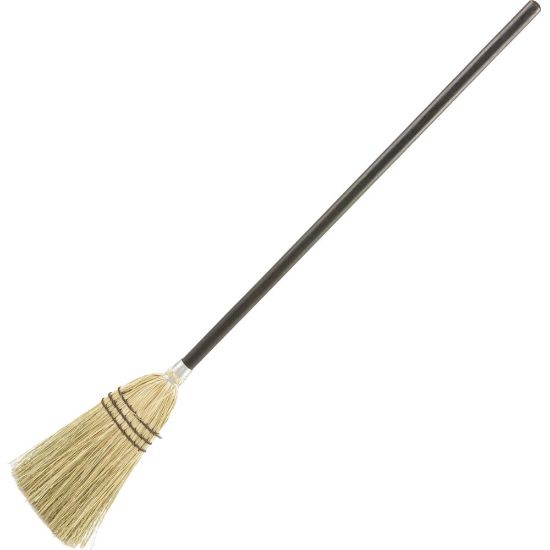 Picture of Rubbermaid Commercial Wood Handle Lobby Corn Broom - Corn Fiber Bristle - 12in Brush Face - 8in Overall Length - Wood Handle - 1 Each