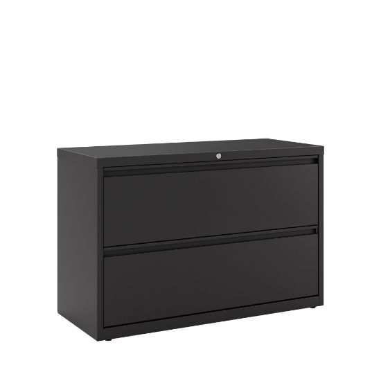 Picture of WorkPro 42inW x 18-5/8inD Lateral 2-Drawer File Cabinet, Black