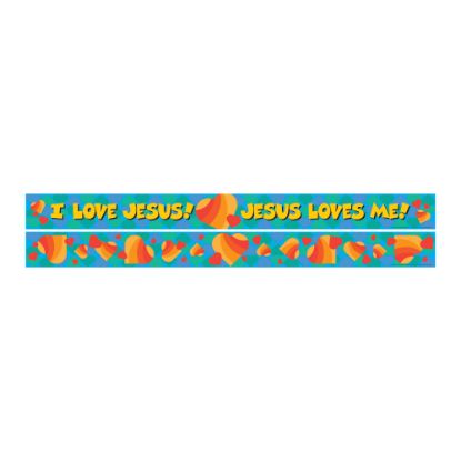 Picture of Barker Creek Double-Sided Straight-Edge Border Strips, 3in x 35in, Jesus Loves Me, Pack Of 12