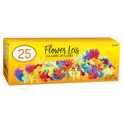 Picture of Amscan Summer Luau Rainbow Flower Leis, 36in, Multicolor, Box Of 25 Leis