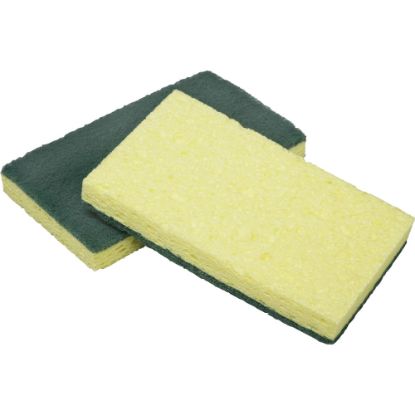 Picture of SKILCRAFT Cellulose Scrubber Sponges, 4-1/2in x 2-3/4in, Yellow, Pack Of 3 Sponges