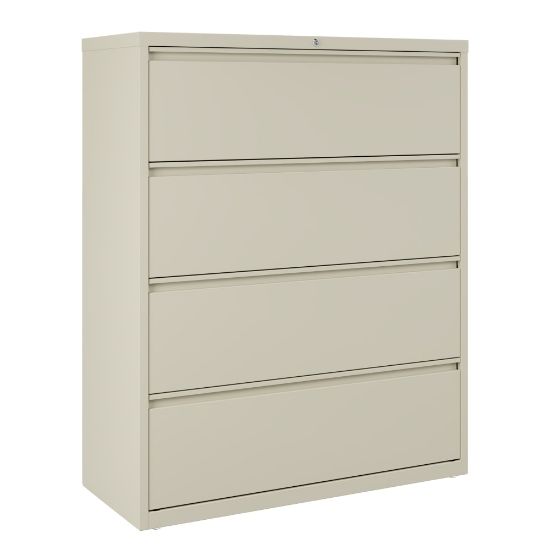 Picture of WorkPro 42inW x 18-5/8inD Lateral 4-Drawer File Cabinet, Putty