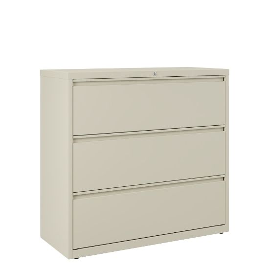 Picture of WorkPro 42inW x 18-5/8inD Lateral 3-Drawer File Cabinet, Putty