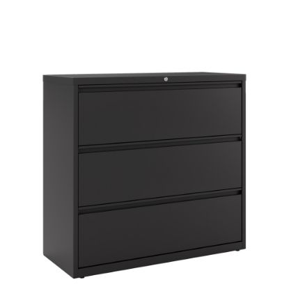 Picture of WorkPro 42inW x 18-5/8inD Lateral 3-Drawer File Cabinet, Black