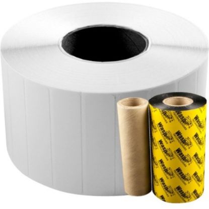 Picture of Wasp WPL606 Quad Pack Label - "4in x 2in Length - Thermal Transfer - 3000 / Roll - 4 Roll