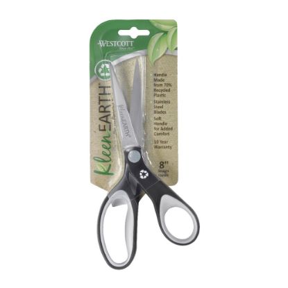 Picture of Westcott Ruler KleenEarth Soft-Handle Scissors, 8in, Pointed, 30% Recycled, Black/Gray