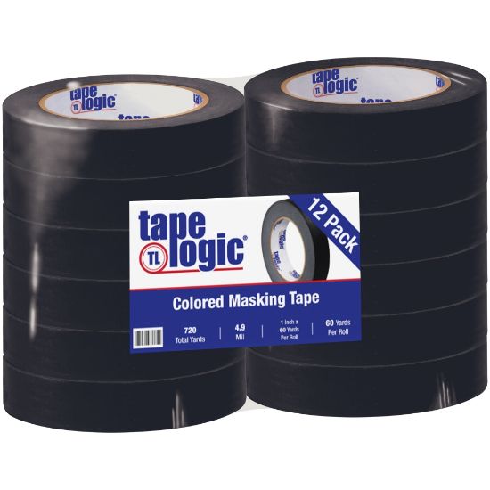 Picture of Tape Logic Color Masking Tape, 3in Core, 1in x 180ft, Black, Case Of 12