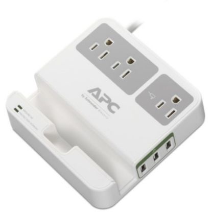 Picture of APC 3-Outlet SurgeArrest Essential Surge Protector With 3 USB Ports, P3U3, 6ft, White