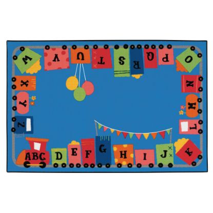 Picture of Carpets for Kids KID$Value Rugs Alphabet Fun Train Activity Rug, 4ft x 6ft , Blue