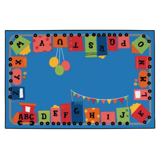 Picture of Carpets for Kids KID$Value Rugs Alphabet Fun Train Activity Rug, 4ft x 6ft , Blue