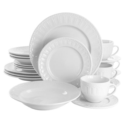 Picture of Elama Charlotte 20-Piece Porcelain Dinnerware Set, White