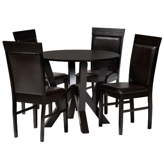 Picture of Baxton Studio Nada Dining Set, 29-15/16inH x 35-7/16inW x 35-7/16inD, Dark Brown/Espresso Brown