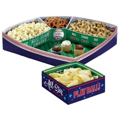 Picture of Amscan Major League Baseball Snack Stadium, 4-1/2inH x 19inW x 19inD, Blue/Red/Green