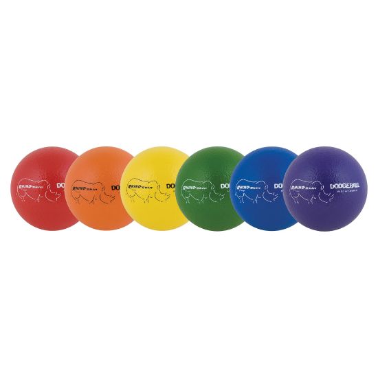 Picture of Champion Sports 6 Inch Rhino Skin Low Bounce Dodgeball Set - 6.30in - Low Density Foam - Dodgeball - Red, Orange, Yellow, Green, Blue, Purple - 6 / Set