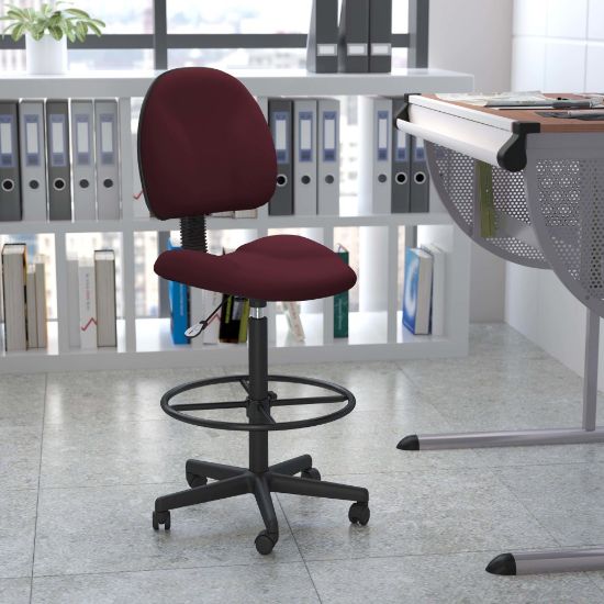 Picture of Flash Furniture Fabric Drafting Chair (Cylinders: 22.5ft"-27ft"H or 26ft"-30.5ft"H), Burgundy/Black