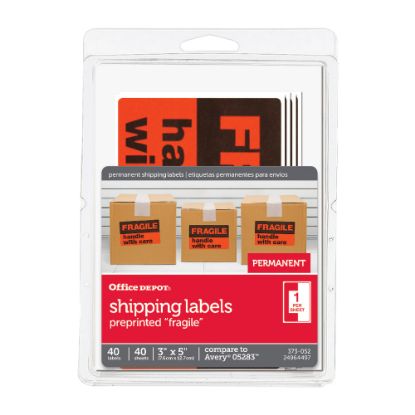 Picture of Office Depot Brand Preprinted Permanent Shipping Labels, OD98804, Pack Of 40