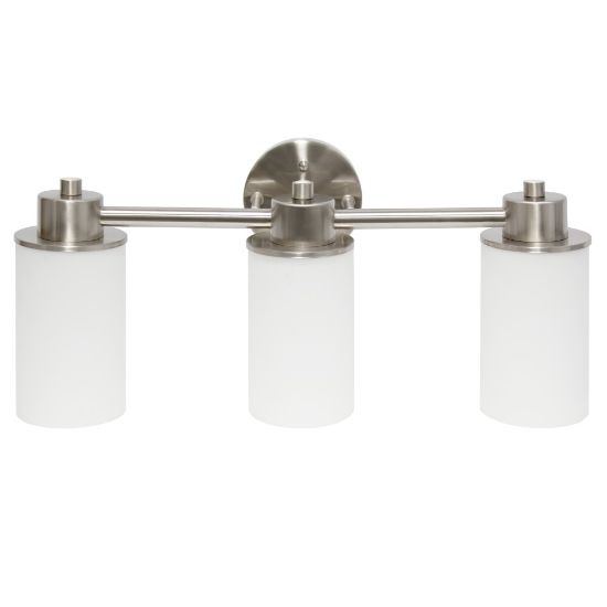 Picture of Lalia Home Essentix 3-Light Wall Mounted Vanity Light Fixture, 6-1/2inW, Opaque White/Brushed Nickel