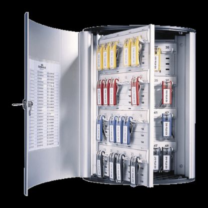 Picture of Durable 72-Key Locking Tag-Style Aluminum Key Tag Cabinet, 15 3/4in x 11 3/4in x 4 5/8in, Silver