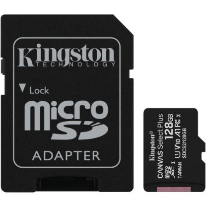 Picture of Kingston Canvas Select Plus SDCS2 128 GB Class 10/UHS-I (U1) microSDXC - 1 Pack - 100 MB/s Read