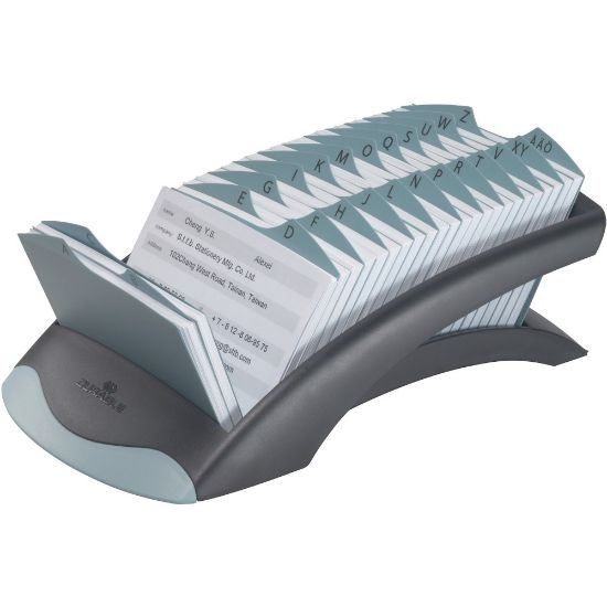 Picture of Durable Address Card File - 500 Card Capacity - For 2.87in x 4.12in Size Card - 25 A-Z Index Guide - Black, Gray