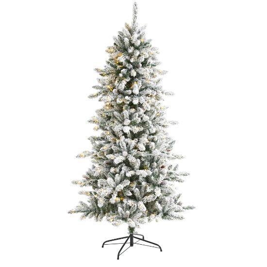 Picture of Nearly Natural Flocked Livingston Fir Artificial Christmas Tree, 6'