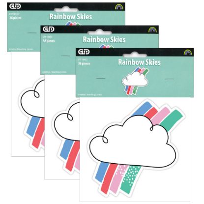 Picture of Creative Teaching Press Designer Cut-Outs, 6in, Rainbow Skies, 36 Cut-Outs Per Pack, Set Of 3 Packs