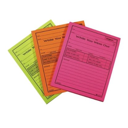 Picture of Adams "While You Were Out" Message Pads, 4 1/4in x 5 1/2in, 50 Sheets, Assorted Neon, Pack Of 6