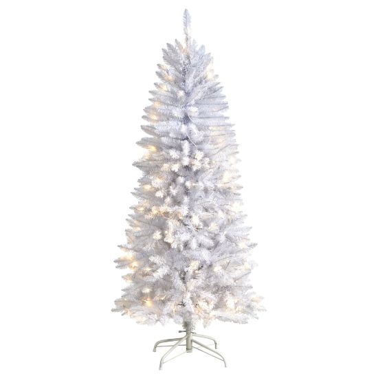 Picture of Nearly Natural Slim Artificial Christmas Tree, 5'H, White