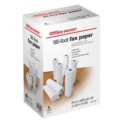 Picture of Office Depot Brand High-Sensitivity Thermal Fax Paper, 1/2in Core, 98ft Roll, Box Of 6 Rolls