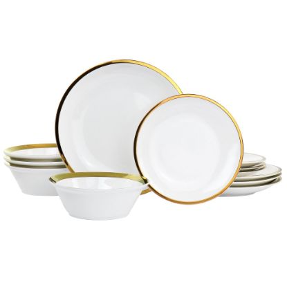 Picture of Gibson Home Premier 12-Piece Dinnerware Set, Gold