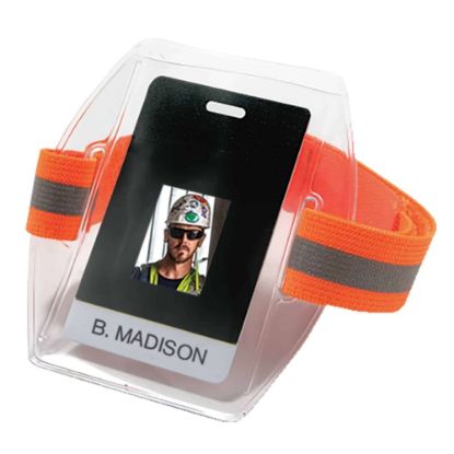 Picture of Ergodyne Squids 3386 Arm Band ID/Badge Holders, 4-3/4in, Hi-Vis Orange, Pack Of 6 Holders