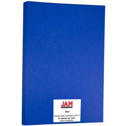 Picture of JAM Paper Card Stock, Presidential Blue, Ledger (11in x 17in), 65 Lb, 30% Recycled, Pack Of 50