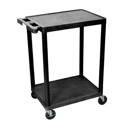 Picture of Luxor 2-Shelf Plastic Utility Cart, 33 1/2inH x 24inW x 18inD, Black