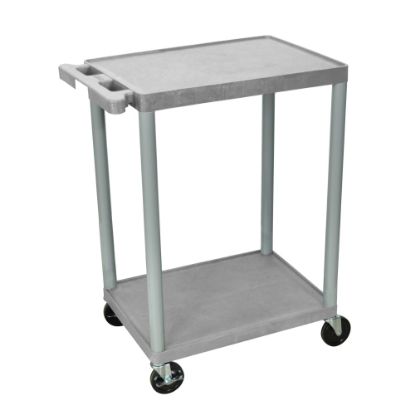 Picture of Luxor 2-Shelf Plastic Utility Cart, 33 1/2inH x 24inW x 18inD, Gray