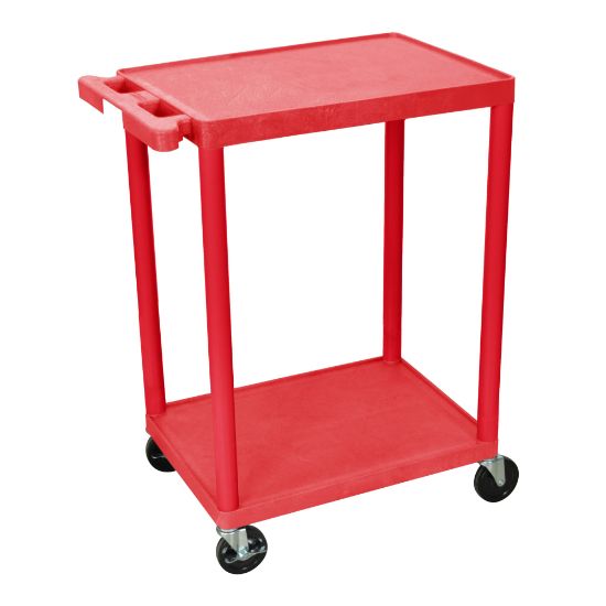 Picture of Luxor 2-Shelf Plastic Utility Cart, 33 1/2inH x 24inW x 18inD, Red