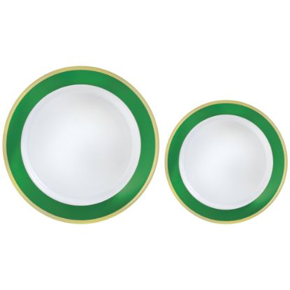 Picture of Amscan Round Hot-Stamped Plastic Bordered Plates, Festive Green, Pack Of 20 Plates