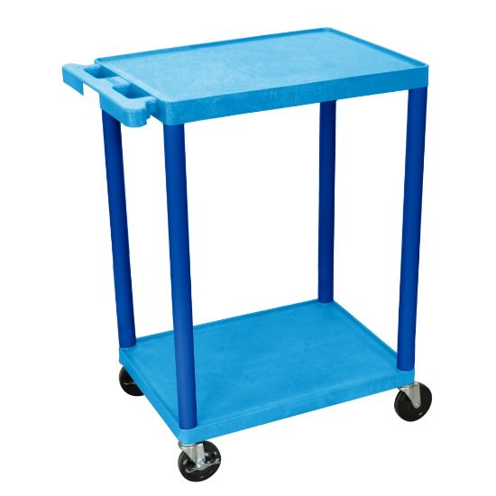 Picture of Luxor 2-Shelf Plastic Utility Cart, 33 1/2inH x 24inW x 18inD, Blue