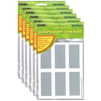 Picture of Eureka Rectangles Scratch Off Stickers, Assorted Colors, 180 Stickers Per Pack, Set Of 6 Packs