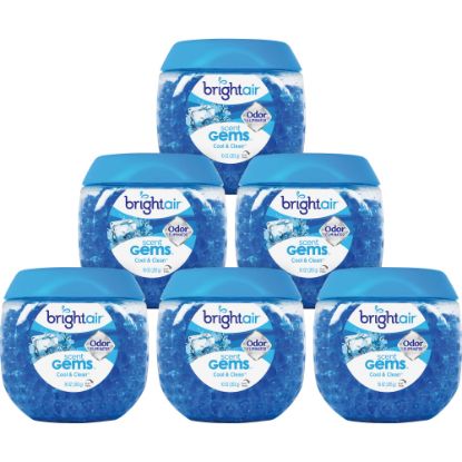 Picture of Bright Air Scent Gems Odor Eliminator Gel Beads, Cool & Clean Scent, 10 Oz, Pack Of 6