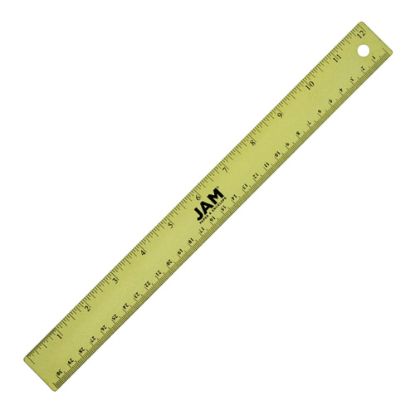 Picture of JAM Paper Non-Skid Stainless-Steel Ruler, 12in, Lime Green