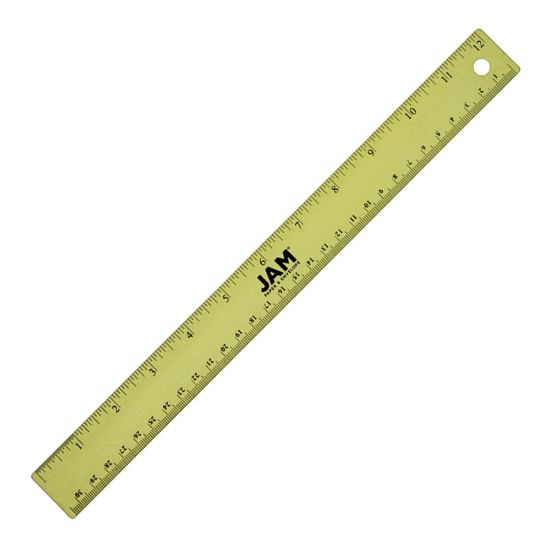 Picture of JAM Paper Non-Skid Stainless-Steel Ruler, 12in, Lime Green