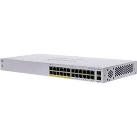 Picture of Cisco 110 CBS110-24PP Ethernet Switch - 24 Ports - 2 Layer Supported - Modular - 2 SFP Slots - 17.29 W Power Consumption - 100 W PoE Budget - Twisted Pair, Optical Fiber - PoE Ports - Desktop, Wall Mountable, Rack-mountable - Lifetime Limited Warranty