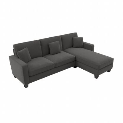 Picture of Bush Furniture Stockton 102inW Sectional Couch With Reversible Chaise Lounge, Charcoal Gray Herringbone, Standard Delivery