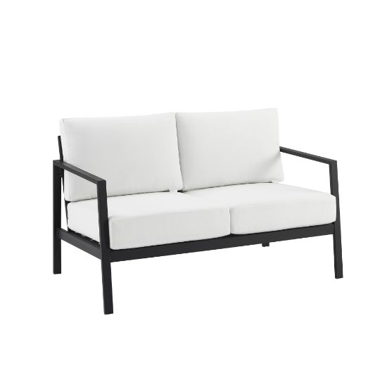 Picture of Linon Abilene Aluminum Outdoor Loveseat, 31-1/4inH x 51-1/4inW x 30inD, White/Black