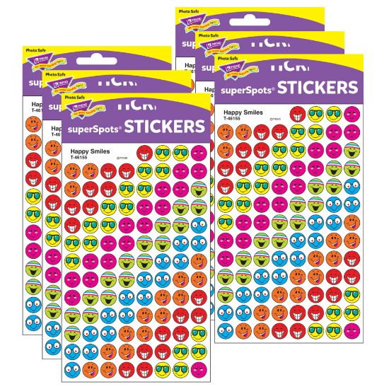 Picture of Trend SuperSpots Stickers, Happy Smiles, 800 Stickers Per Pack, Set Of 6 Packs