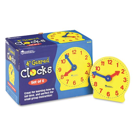 Picture of Learning Resources Geared Clocks, 4in, Set Of 6