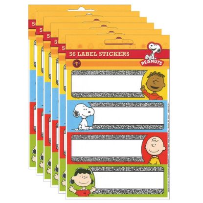 Picture of Eureka Label Stickers, Peanuts Composition, 56 Stickers Per Pack, Set Of 6 Packs