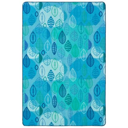 Picture of Carpets for Kids Pixel Perfect Collection Peaceful Spaces Leaf Activity Rug, 4ft x 6ft, Blue