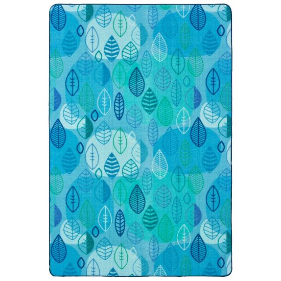 Picture of Carpets for Kids Pixel Perfect Collection Peaceful Spaces Leaf Activity Rug, 4ft x 6ft, Blue